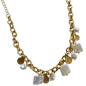 Gold Chain Necklace with Pearl Accents